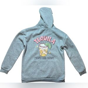 Tequila Cheaper Than Therapy Hoodie Tequila > Therapy 🍹 Cozy‎ Grey Hoodie Sz M